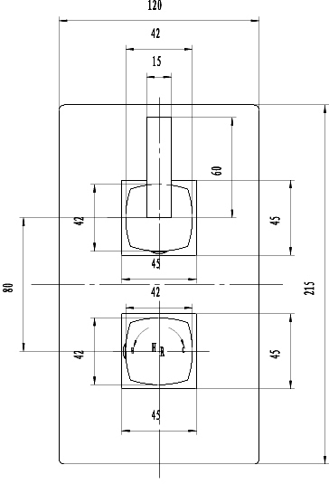 Technical image of Hudson Reed Arcade Twin Thermostatic Shower Valve (Chrome).