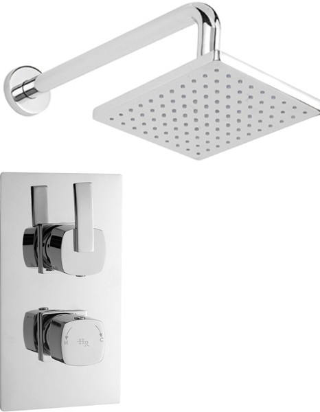 Larger image of Hudson Reed Arcade Twin Thermostatic Shower Valve & Fixed Head.