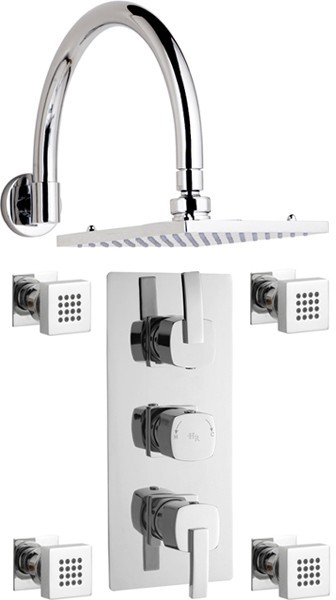 Larger image of Hudson Reed Arcade Triple Thermostatic Shower Valve, Head & Jets.