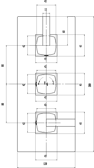 Technical image of Hudson Reed Arcade Triple Thermostatic Shower Valve, Head & Jets.