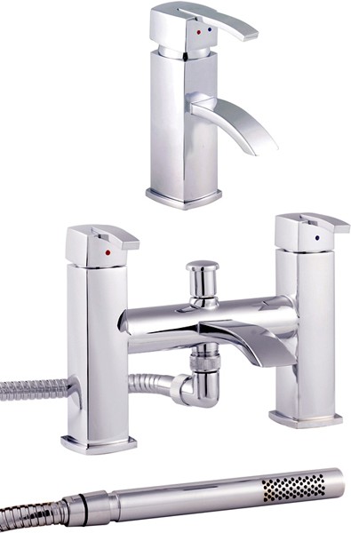 Larger image of Hudson Reed Arcade Basin Mixer & Bath Shower Mixer Set (Free Shower Kit).