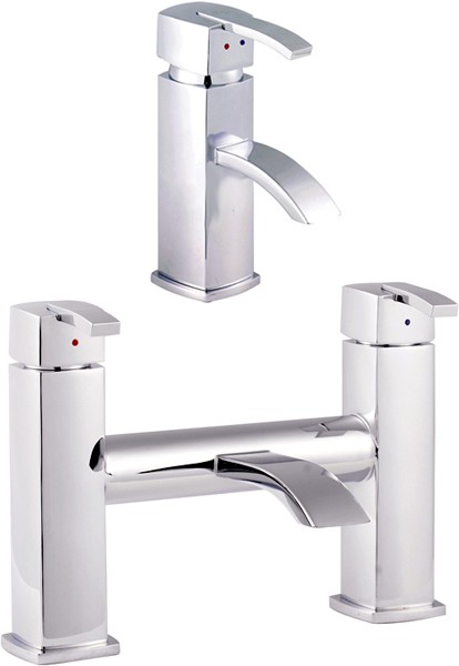 Larger image of Hudson Reed Arcade Basin Mixer & Bath Filler Tap Set (Chrome).