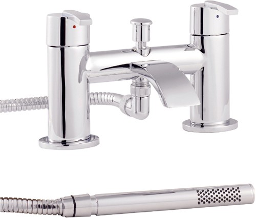 Larger image of Hudson Reed Arina Bath Shower Mixer Tap With Shower Kit & Wall Bracket.