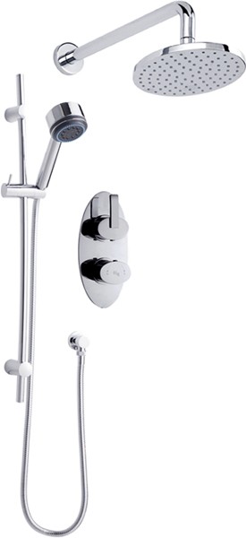 Larger image of Hudson Reed Arina Twin Thermostatic Shower Valve, Diverter, Head & Slide Rail.