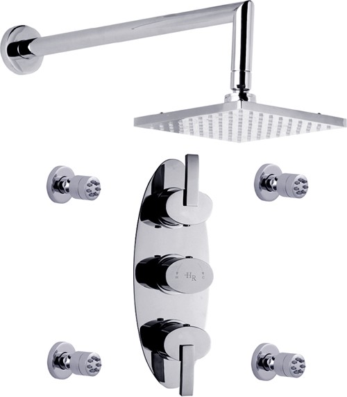 Larger image of Hudson Reed Arina Triple Concealed Thermostatic Shower Valve, Head & Jets.