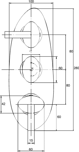 Technical image of Hudson Reed Arina Triple Concealed Thermostatic Shower Valve, Head & Jets.