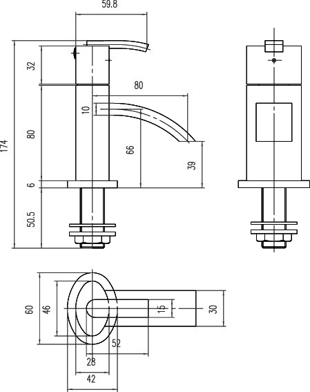 Technical image of Hudson Reed Arina Basin Taps & Bath Shower Mixer Tap Set (Free Shower Kit).