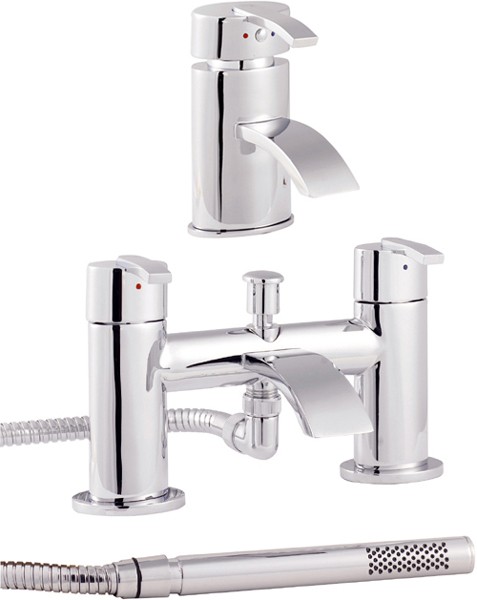 Larger image of Hudson Reed Arina Basin Mixer & Bath Shower Mixer Tap Set (Free Shower Kit).