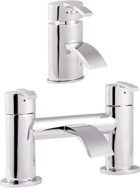 Larger image of Hudson Reed Arina Basin Mixer & Bath Filler Tap Set (Chrome).