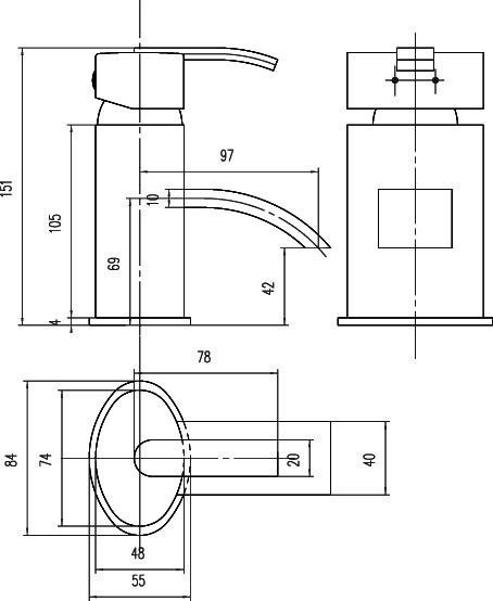 Technical image of Hudson Reed Arina Basin Mixer & Bath Filler Tap Set (Chrome).
