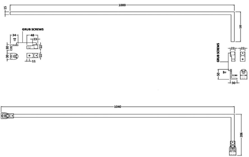 Technical image of Hudson Reed Wet Room Universal Wetroom Glass Support Arm (Chrome).