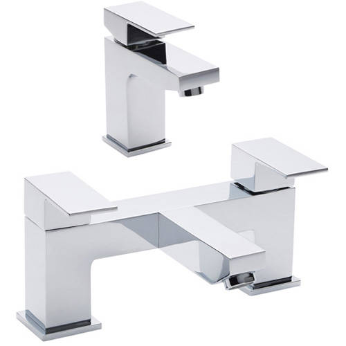 Larger image of Hudson Reed Art Basin Mixer & Bath Shower Mixer Tap Set (Free Shower Kit).