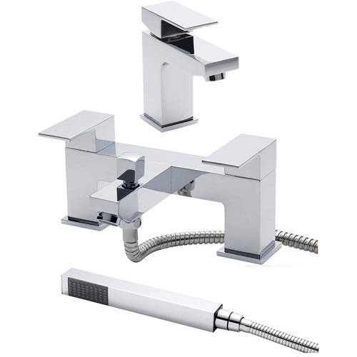 Larger image of Hudson Reed Art Basin Mixer & Bath Filler Tap Set (Chrome).