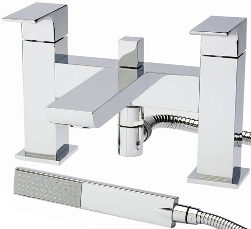 Larger image of Hudson Reed Art Bath Shower Mixer Tap With Shower Kit (Chrome).