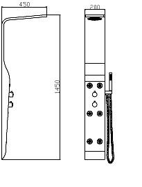 Technical image of Hudson Reed Showers Glacier Thermostatic Shower Panel (White).