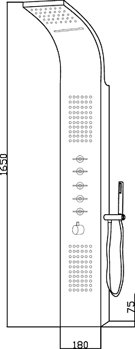 Technical image of Hudson Reed Dream Shower Lava Shower Panel. Thermostatic.