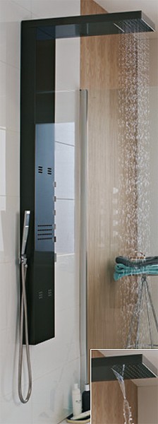 Example image of Hudson Reed Showers Dusk Thermostatic Shower Panel With Jets (Gun Metal).