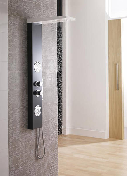 Example image of Ultra Showers Calgary Thermostatic Shower Panel (Black & White).
