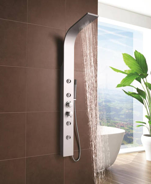 Example image of Ultra Showers Peyton Thermostatic Shower Panel (Matt Silver).