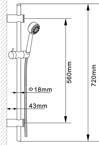 Technical image of Hudson Reed Aspire Twin Thermostatic Shower Valve & Slide Rail Kit (Chrome).