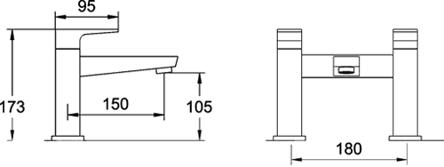 Technical image of Hudson Reed Aspire Bath Filler Tap (Chrome).