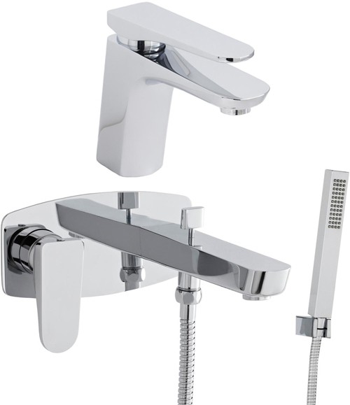 Larger image of Hudson Reed Aspire Basin & Wall Mounted Bath Shower Mixer Tap Set.