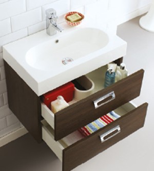 Example image of Ultra Asset Complete Bathroom Furniture Pack With Muse Tap (Dark Oak).