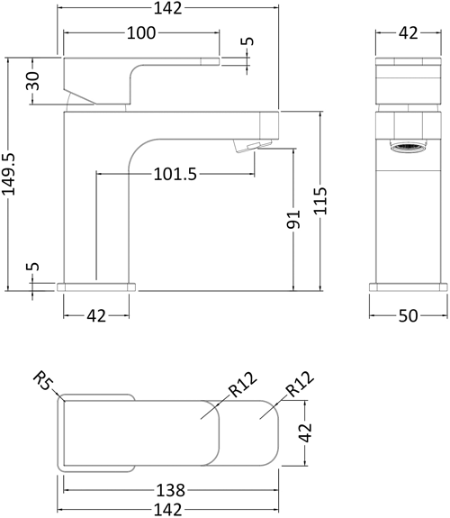 Technical image of HR Astra Basin & Bath Shower Mixer Tap Pack (Chrome).