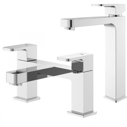 Larger image of HR Astra Tall Basin & Bath Filler Tap Pack (Chrome).