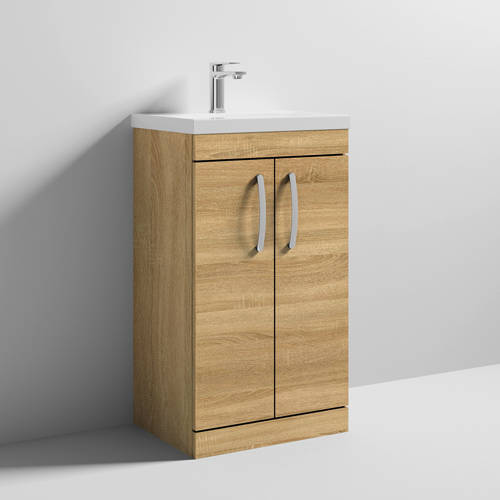 Larger image of Nuie Furniture Vanity Unit With 2 x Doors & Basin 500mm (Natural Oak).