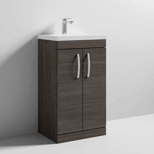 Larger image of Nuie Furniture Vanity Unit With 2 x Doors & Basin 500mm (Brown Grey Avola).