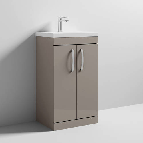 Larger image of Nuie Furniture Vanity Unit With 2 x Doors & Basin 500mm (Stone Grey).