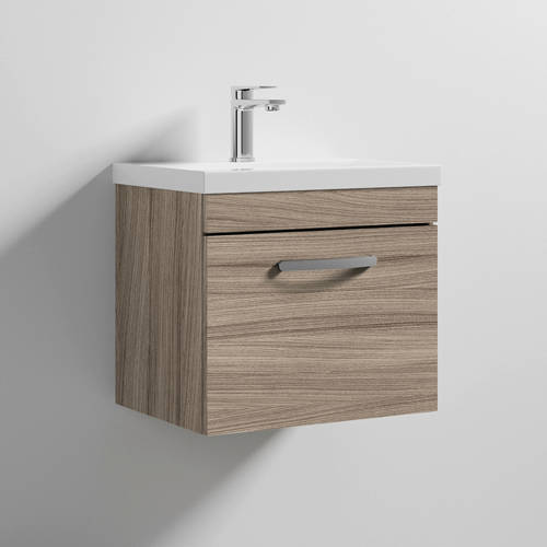 Larger image of Nuie Furniture Wall Vanity Unit With 1 x Drawer & Basin 500mm (Driftwood).
