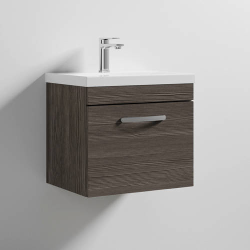Larger image of Nuie Furniture Wall Vanity Unit With 1 x Drawer & Basin 500mm (Grey Avola).