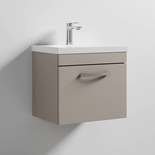 Larger image of Nuie Furniture Wall Vanity Unit With 1 x Drawer & Basin 500mm (Stone Grey).