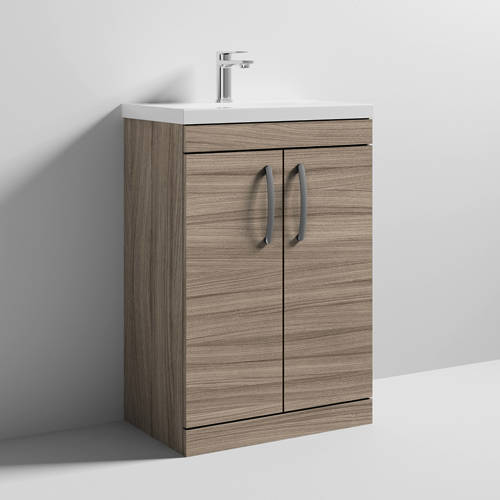 Larger image of Nuie Furniture Vanity Unit With 2 x Doors & Basin 600mm (Driftwood).