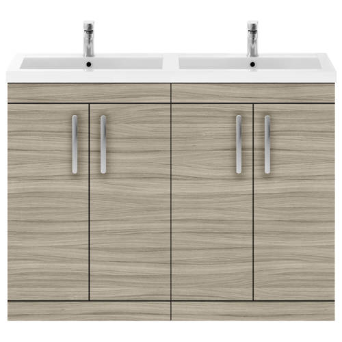 Larger image of Nuie Furniture Vanity Unit With 4 x Doors & Double Basin (Driftwood).