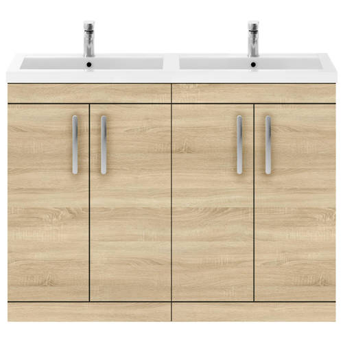 Larger image of Nuie Furniture Vanity Unit With 4 x Doors & Double Basin (Natural Oak).