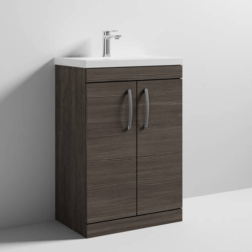 Larger image of Nuie Furniture Vanity Unit With 2 x Doors & Basin 600mm (Brown Grey Avola).