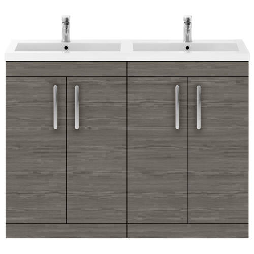 Larger image of Nuie Furniture Vanity Unit With 4 x Doors & Double Basin (Brown Grey Avola).