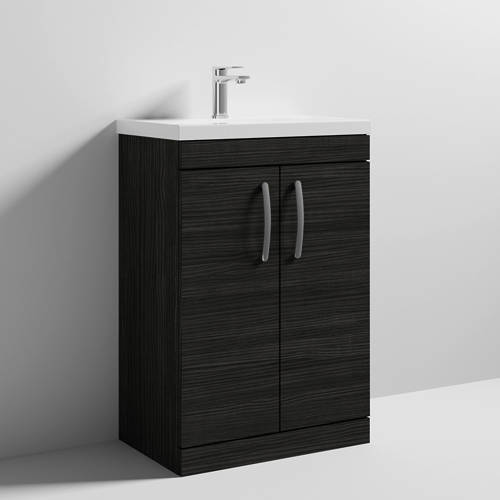 Larger image of Nuie Furniture Vanity Unit With 2 x Doors & Basin 600mm (Hacienda Black).