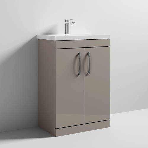 Larger image of Nuie Furniture Vanity Unit With 2 x Doors & Basin 600mm (Stone Grey).