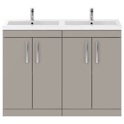 Larger image of Nuie Furniture Vanity Unit With 4 x Doors & Double Basin (Stone Grey).
