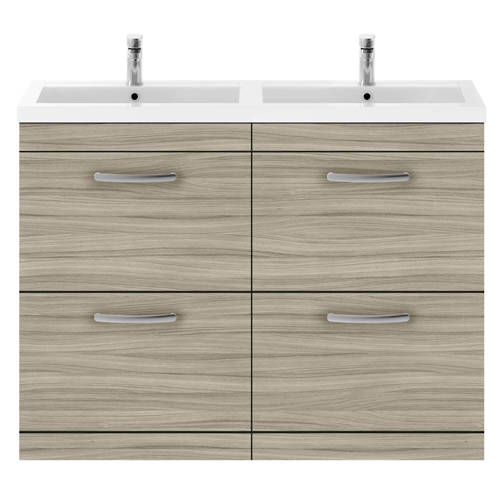 Larger image of Nuie Furniture Vanity Unit With 4 x Drawers & Double Basin (Driftwood).
