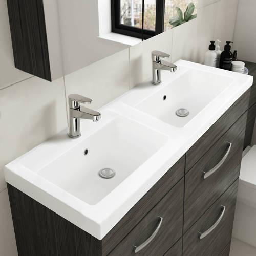 Example image of Nuie Furniture Vanity Unit With 4 x Drawers & Double Basin (Driftwood).