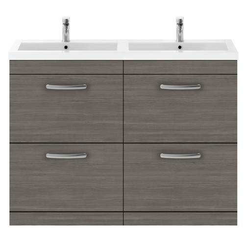 Larger image of Nuie Furniture Vanity Unit With 4 x Drawers & Double Basin (Brown Grey Avola).