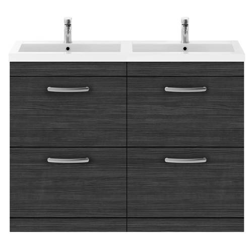 Larger image of Nuie Furniture Vanity Unit With 4 x Drawers & Double Basin (Hacienda Black).
