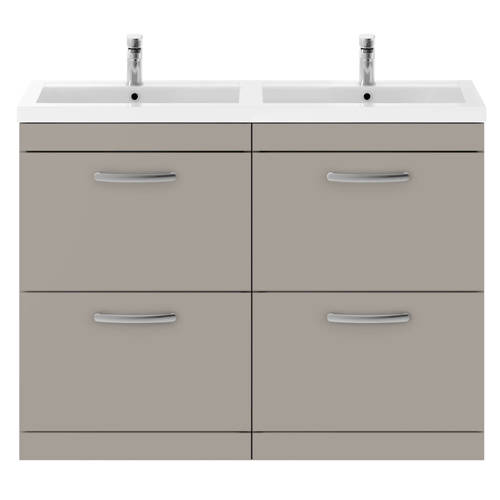 Larger image of Nuie Furniture Vanity Unit With 4 x Drawers & Double Basin (Stone Grey).