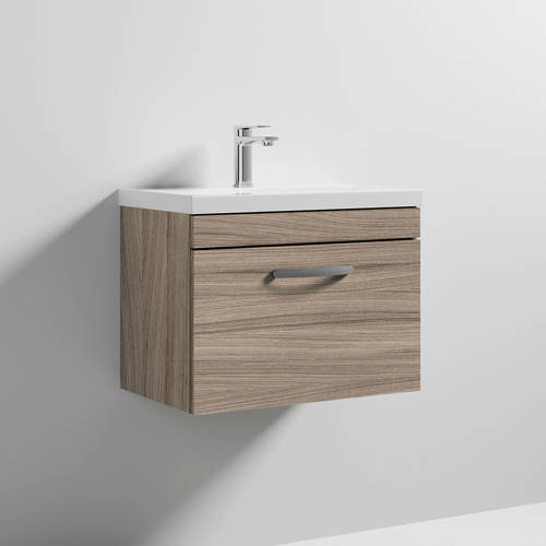 Larger image of Nuie Furniture Wall Vanity Unit With 1 x Drawer & Basin 600mm (Driftwood).