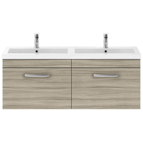 Larger image of Nuie Furniture Wall Vanity Unit With 2 x Drawers & Double Basin (Driftwood).